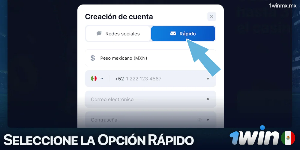 Método de registro rápido en 1win