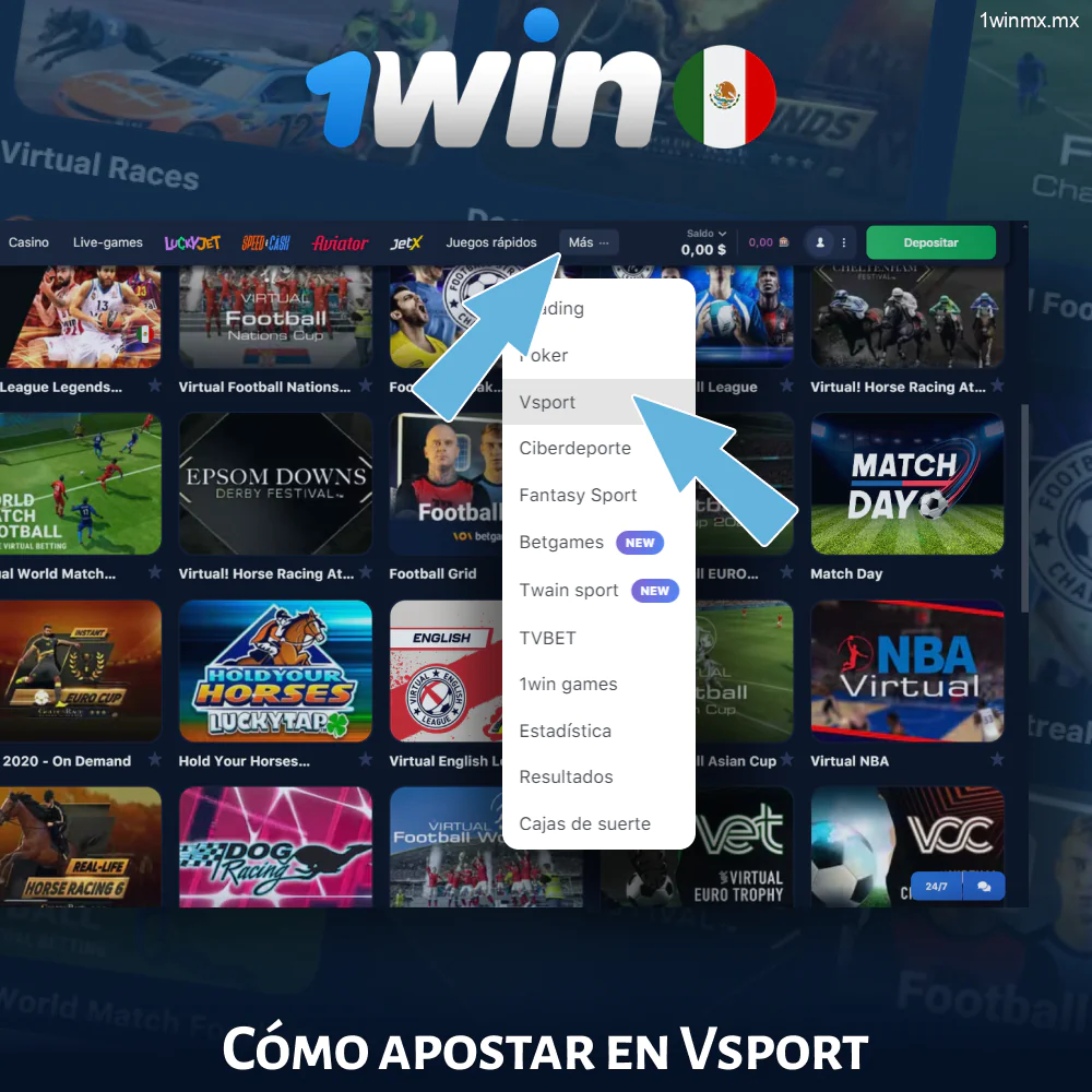 Como apostar a Vsport en 1win MX