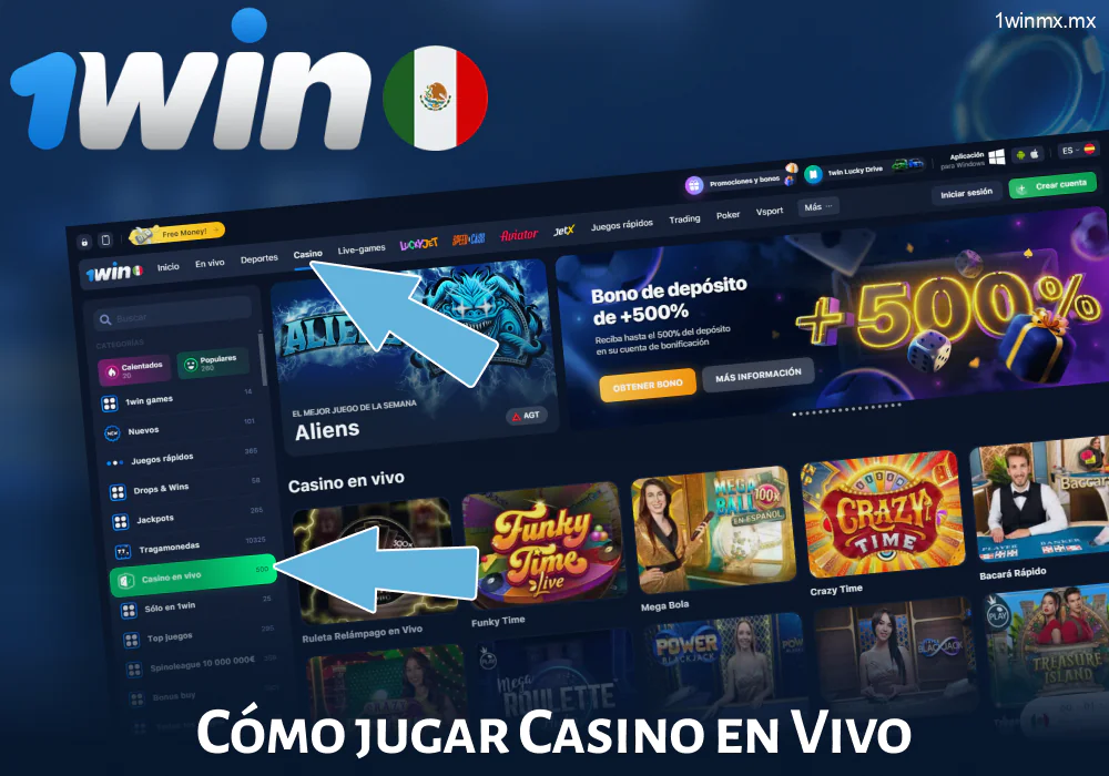 Cómo jugar al Casino en Vivo 1win MX