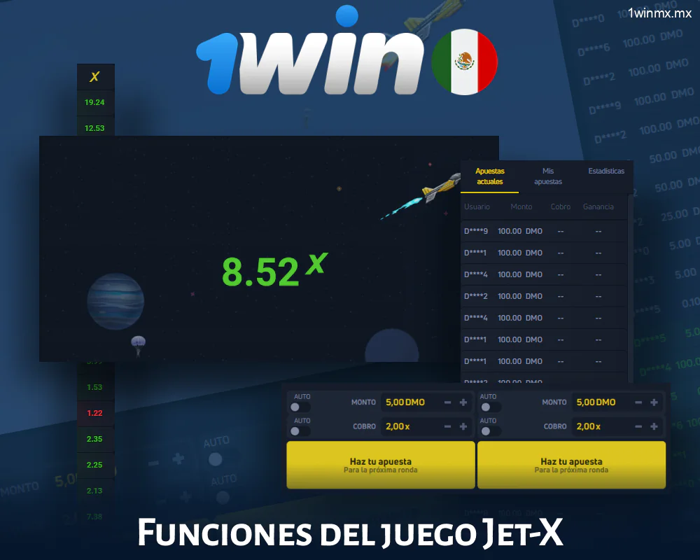 Parámetros del juego 1win MX Jet X