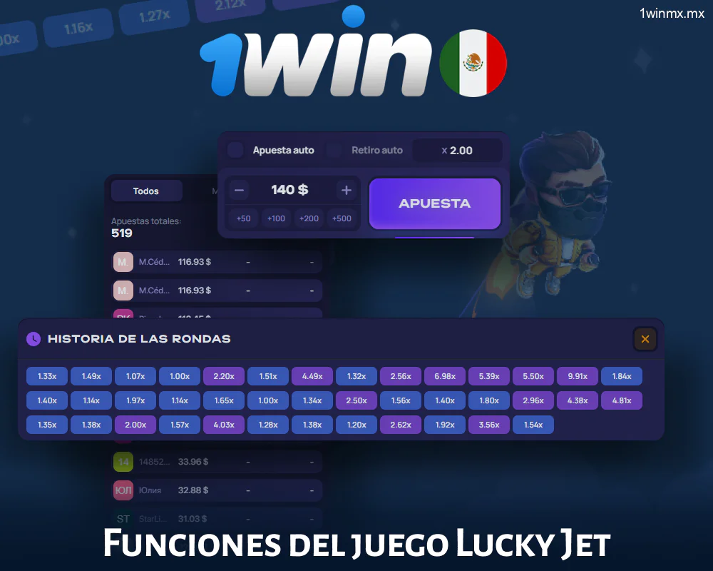 Parámetros del juego 1win MX Lucky Jet