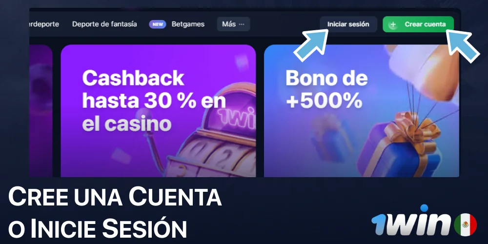 Cree una cuenta o inicie sesión en 1win