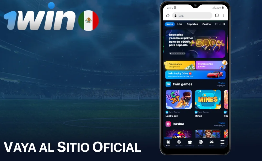 Vaya al sitio oficial de 1win casino