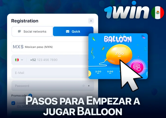 Instrucciones para empezar a jugar al juego Balloon en 1Win Casino