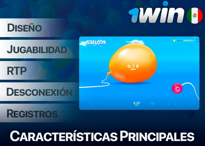 Características principales del juego Balloon del casino 1win MX